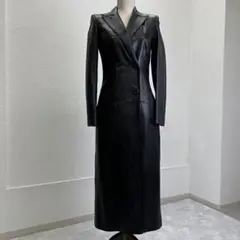 LOEWE ラムスキン レザー ロングコート 黒 M 高級感