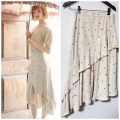 新品❤️Maison de FLEURpetiterobe 変形ヘムドットスカート