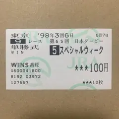 スペシャルウィーク　日本ダービー　単勝　馬券　非現地
