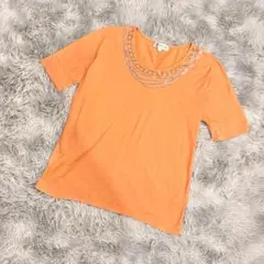 未使用級『MICHEL KLEIN PARIS』半袖Ｔシャツ　オレンジ　コットン