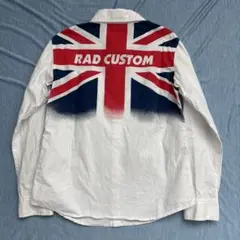 RAD CUSTOM 140㎝　白イギリス国旗バックデザイン長袖シャツ
