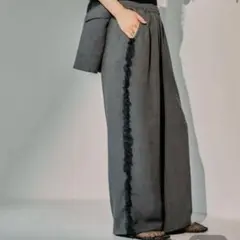 LEPSIM サイドフリルパンツ グレー チャコール