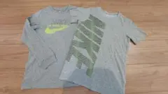 ナイキ キッズ 未使用長袖Tシャツと半袖シャツ2枚セット140cm グレー