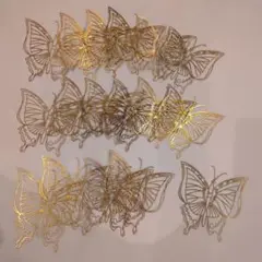 レジンパーツ【金色 蝶 切り絵 複数 17枚セット】