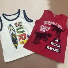 サーフィン＆恐竜デザインタンクトップ2枚セット
