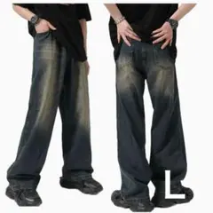 XL メンズバギーデニム ウォッシュドバギーパンツ パンツヴィンテージ　L