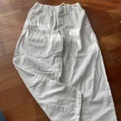 ホワイト ワイドパンツ ゴムウエスト