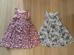 H&M 花柄 蝶々柄 ノースリーブワンピース2点セット