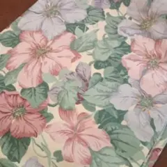 布　花柄（カーテンはぎれ）ベージュ