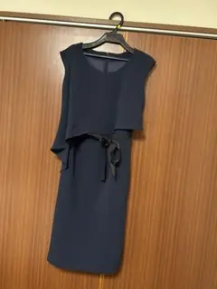 ノースリーブ ダークブルー ロングワンピース