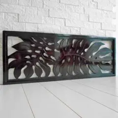 アウトレット モンステラ 模様 アートパネル 30×80㎝ お祈りかえる付き♪