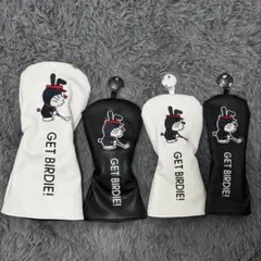 4点セット 新品 ドラえもん ゴルフクラブヘッドカバー 1+3+5+UT 白黒