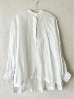 お値下げ　無印良品　リネン　ホワイト シャツ　ブラウス