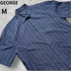 George 半袖 M ネイビー 幾何学 英国 総柄
