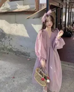 2025新作 春夏 フリルロングワンピ プラスサイズ マタニティ対応❤️