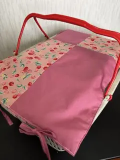 マイバスケットカバー　買い物かごカバー　レジかごカバー　さくらんぼ　ピンク