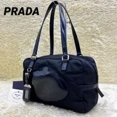 【PRADA】小さめボストンバッグ ナイロン ブラック デカロゴ 南京錠