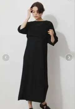 2WAY MESH KNIT LAYERED OP ブラック