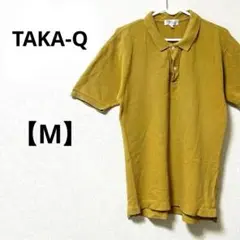 タカキュー【M】半袖ポロシャツ　黄色　無地　シンプル　メンズ　コットン 春夏