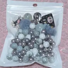 ハンドメイドビーズセット 青灰色