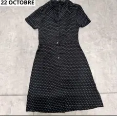 22 OCTOBRE 黒　半袖　シャツワンピース　レトロ　東京スタイル　モノクロ