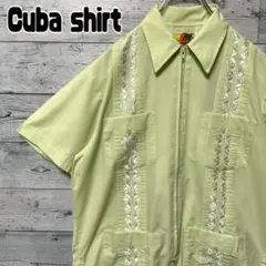 GUAYABERA　キューバシャツ　柄シャツ　全刺繍　4ポケット　ジップアップ