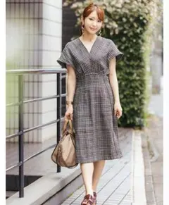 styling Kei shirahata 秋服 リネン チェック ワンピース