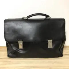 プレミア品 鑑定済 プラダ ビジネスバッグ ブリーフケース オールレザー 黒