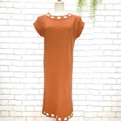 B042【Missim】ロングワンピース(M)肩パッド キャップスリーブ 上品
