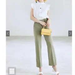 新品　GRL センタープレス　フレアパンツ　M グリーン