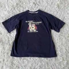 ラックヴェール LAC-VERT くまプリントTシャツ ネイビー L相当