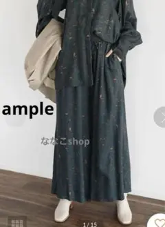 新品タグ付15000円 Vin Ample フラワーワイドパンツ （グリーン）