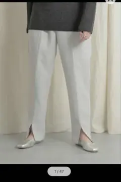 [美品]スリット入りライトグレーデッパードパンツ