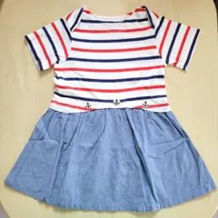 Combi mini コンビミニ マリン ボーダー 半袖ワンピース 110