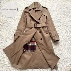 美品 マッキントッシュ ゴム引きトレンチコートチェックライナー 希少 ベージュ