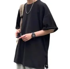 大人気メンズ 大きい 黒 Tシャツ半袖 無地 速乾 ストリートストレッチ 5XL