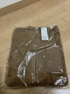 GU フルジップニットブルゾン　ブラウン　S