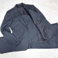 【3ピース 美品✨】ビズネススーツ セットアップ 背抜き ストライプ オフィス