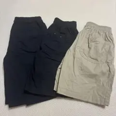 130cm UNIQLO GUハーフパンツ 3点セット 黒 ベージュ