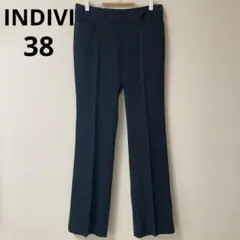 美品✨INDIVI インディヴィ ストレートパンツ ストライプ　黒 38 M