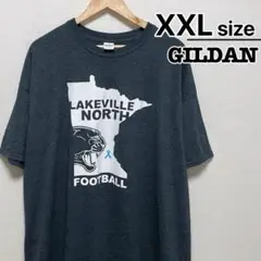 USA古着　GILDAN　Tシャツ　XXL　ダーググレー　プリント　パンサー
