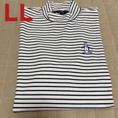 【新品】マンシングウェア 長袖モックネックシャツ ホワイトボーダー LLサイズ