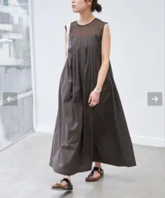 ☆新品☆　スピックアンドスパンシアーヨーク切替ワンピース　ブラウン　38
