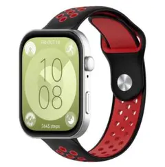 新品未使用 Huawei Watch Fit3/4用 スポーツバンド 黒赤