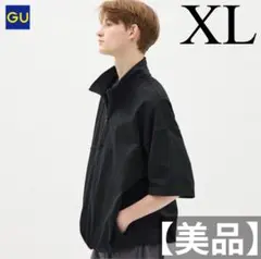 【美品】GU ハーフジッププルオーバー［5分袖] ブラック XLサイズ
