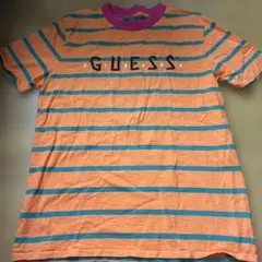 ゲス　guess Tシャツ　オレンジ緑ボーダー　８０年代　古着