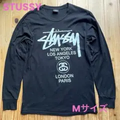 STUSSY ステューシー ブラック 両面ロゴプリント ロンT サイズM
