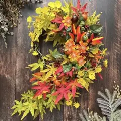 NO25_83紅葉のリース /もみじ/造花/玄関リース/秋リース