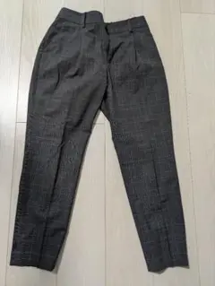 green label relaxing グレー チェック柄 スラックス