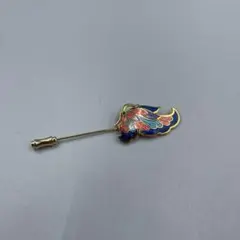 227ヴィンテージ エナメル羽ブローチ 青赤